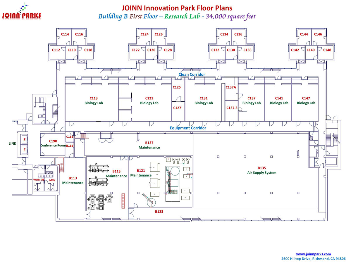 The floor plan for the first floor of research building = Building B