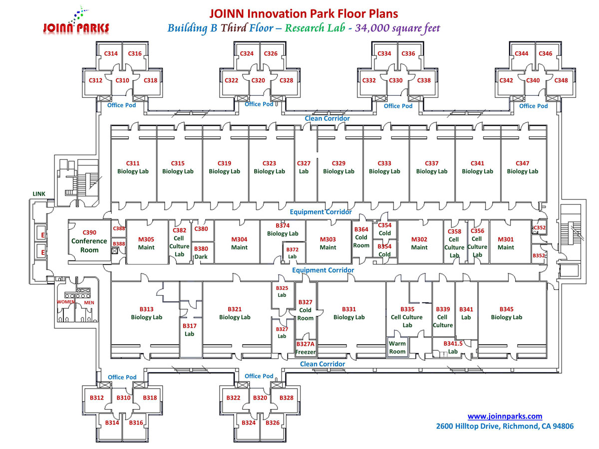 The floor plan for the third floor of research building = Building B