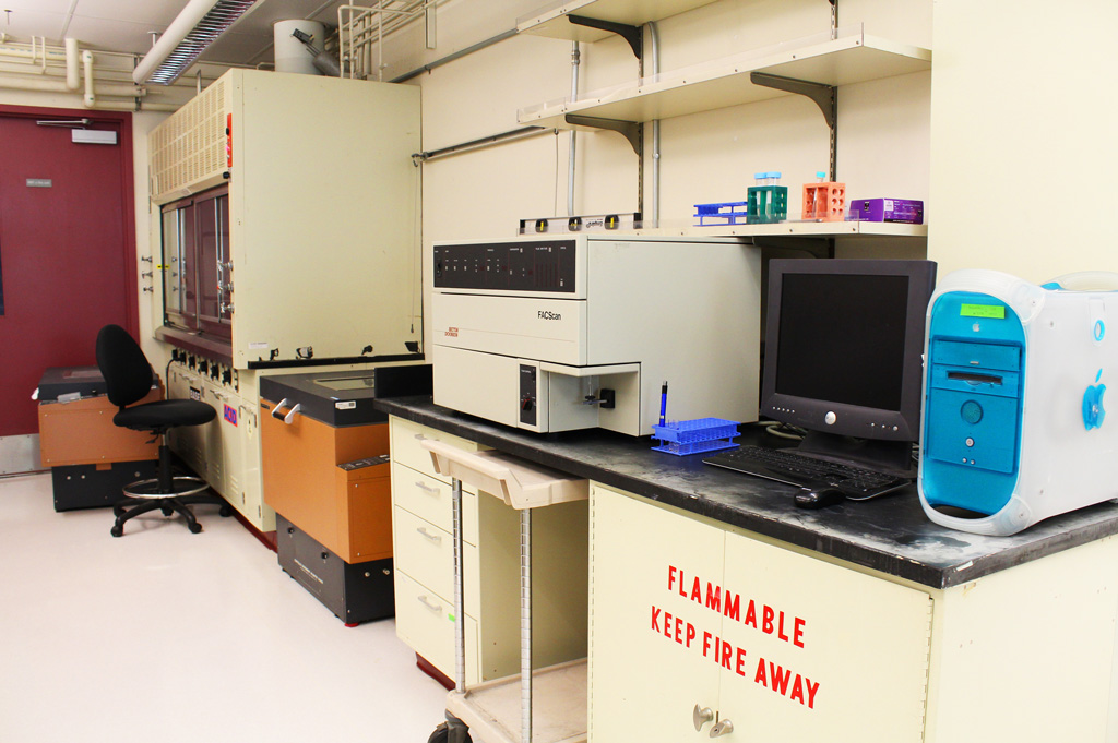 Occupied Biological Lab with Fume Hoods