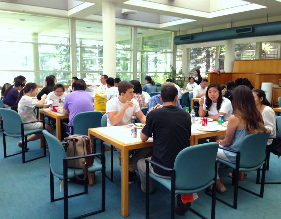 Students lunch and socialize with company leaders on campus